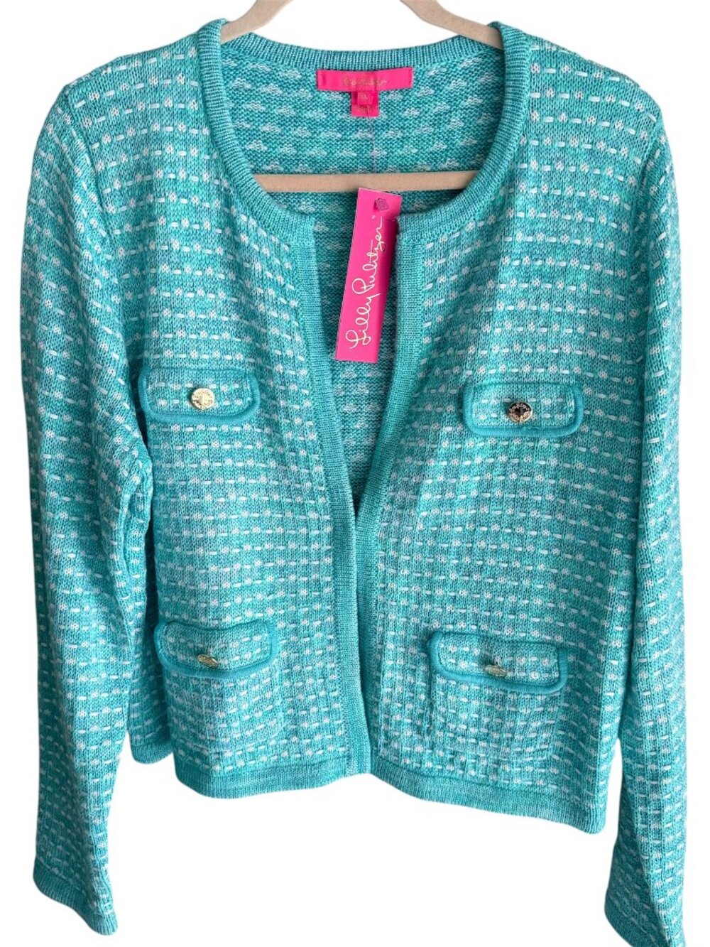 Lilly Pulitzer Kienna Cardigan Sweater Jacket Blue Teal